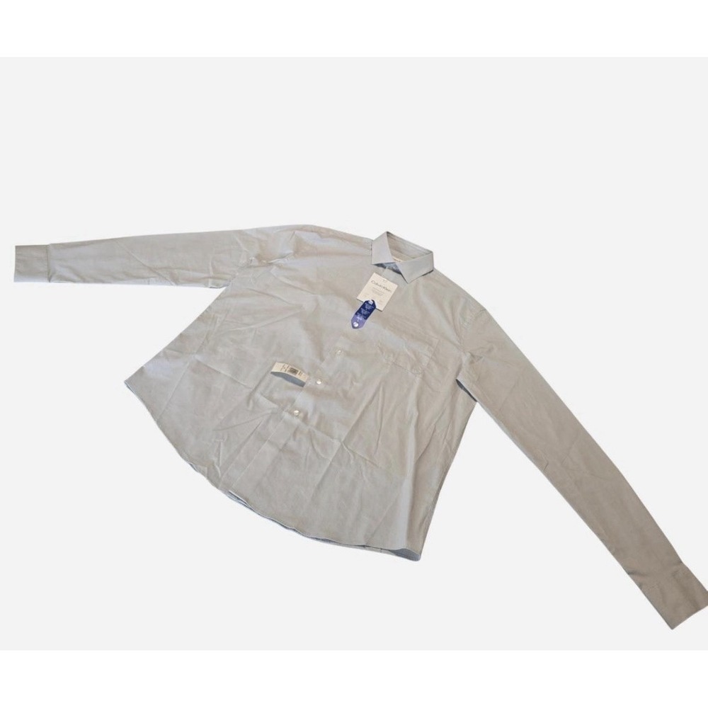 CALVIN KLEIN 16.5 36/37 grey Dress Shirt NWT regular fit tech active stretch- L